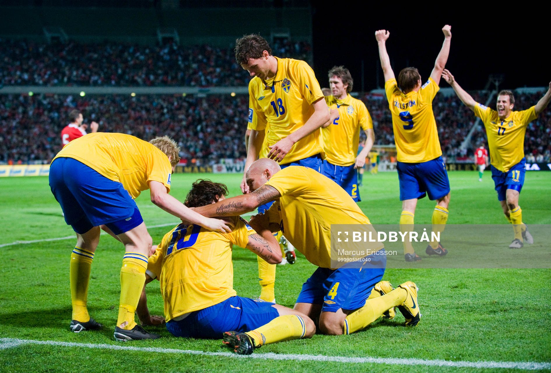 Zlatan Ibrahimovic, Sverige, sitter ned och jublar