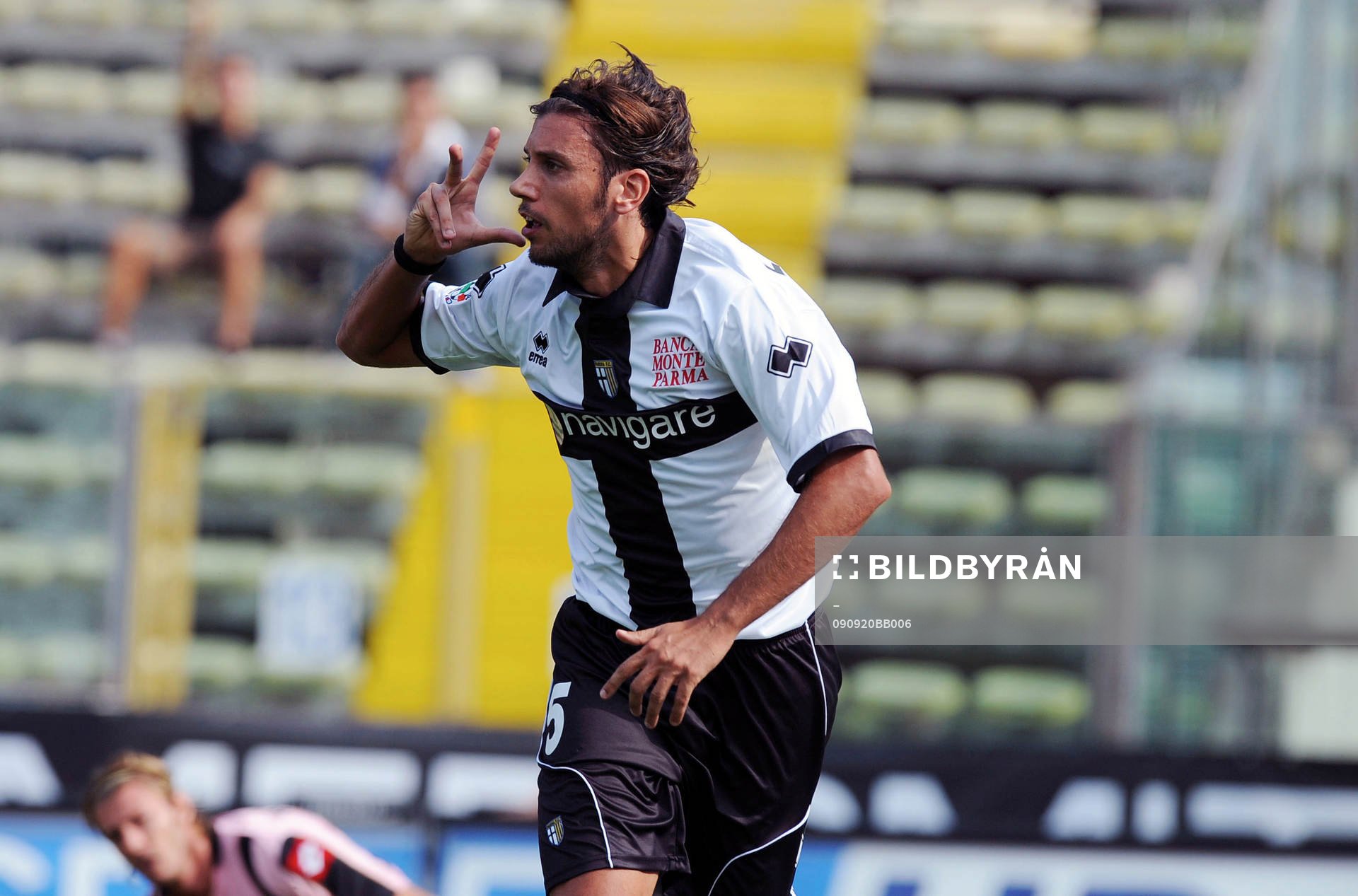 Zaccardo, gjorde 1-0 till Parma, jubel.