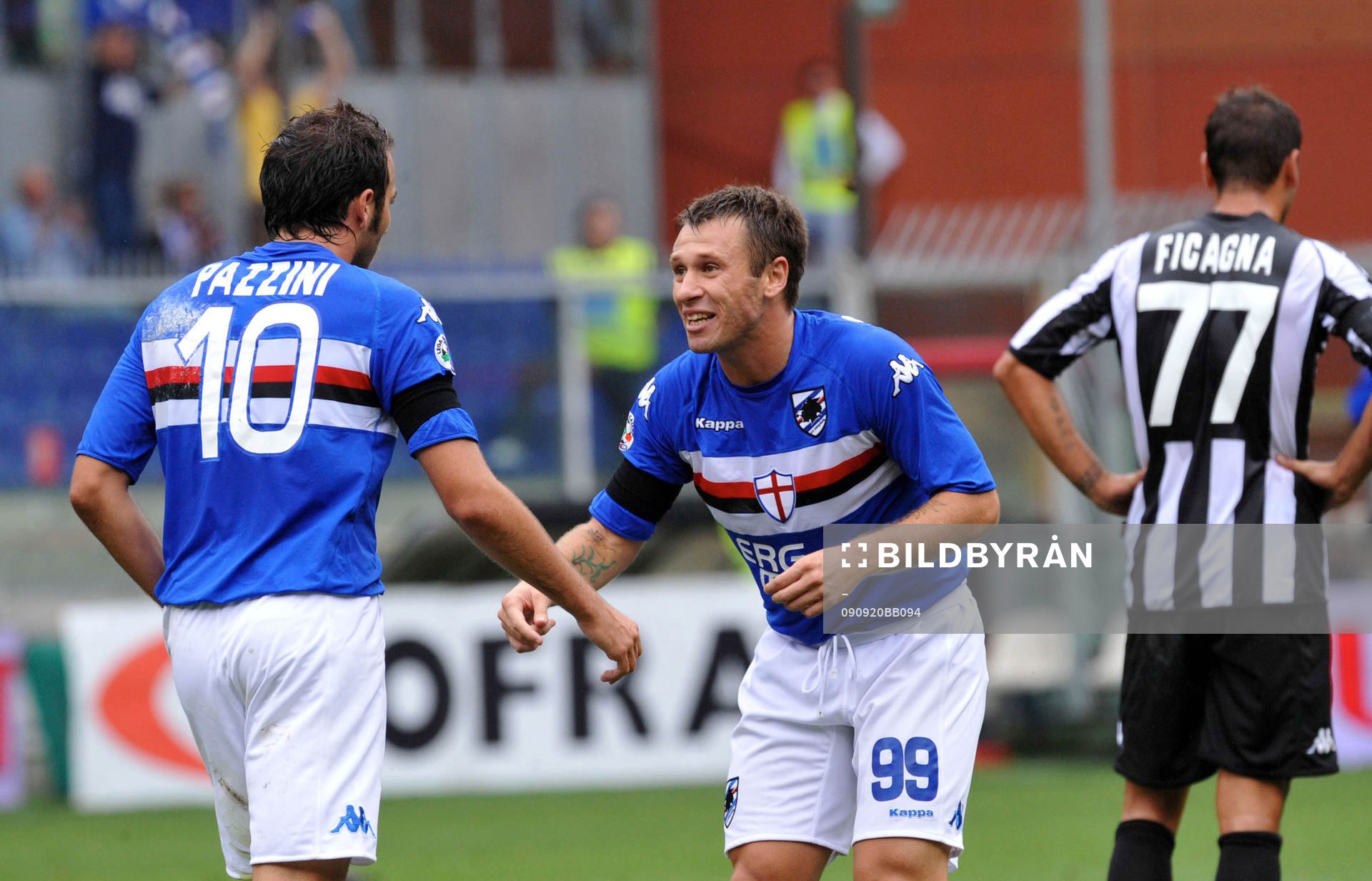Cassano, Sampdoria, glädje, jubel
