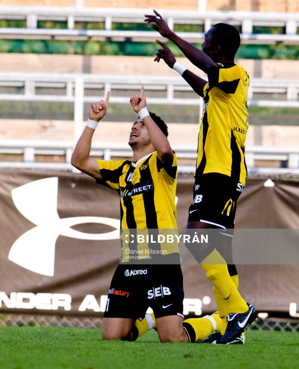 Vinicius Lopes Souto, Häcken (i mitten) gjorde 2-2. Jubel