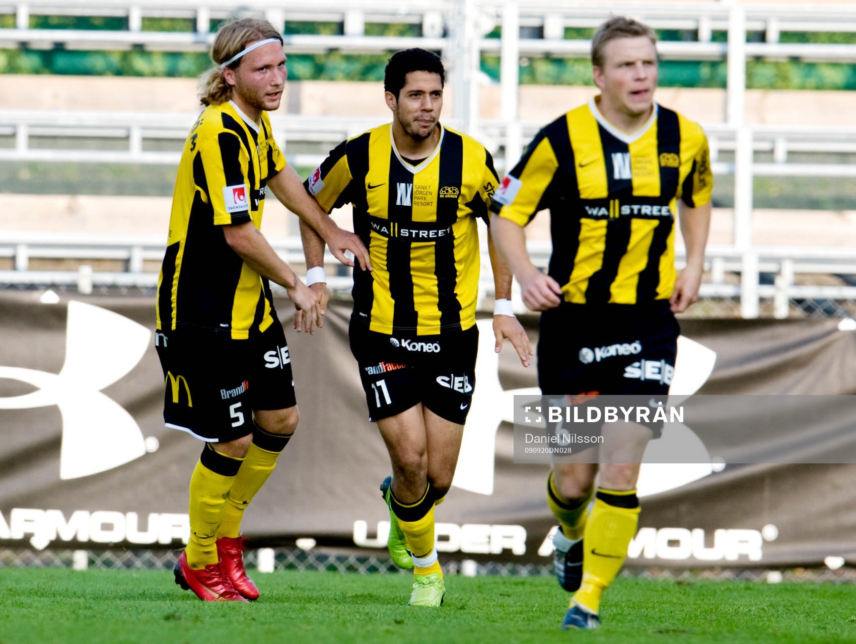 Vinicius Lopes Souto, Häcken (i mitten) gjorde 2-2. Jubel