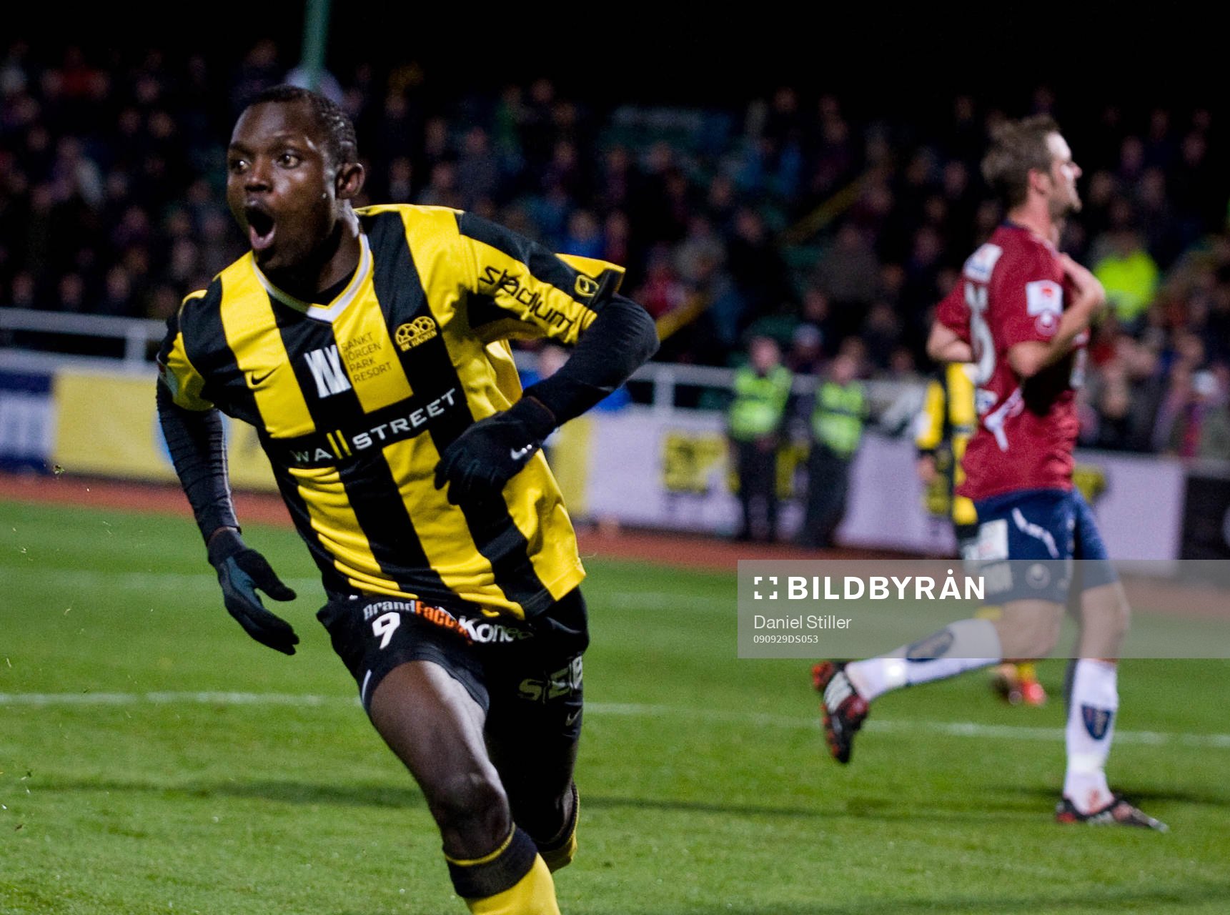 John Chibuike, Häcken, gör 1-0. Jubel