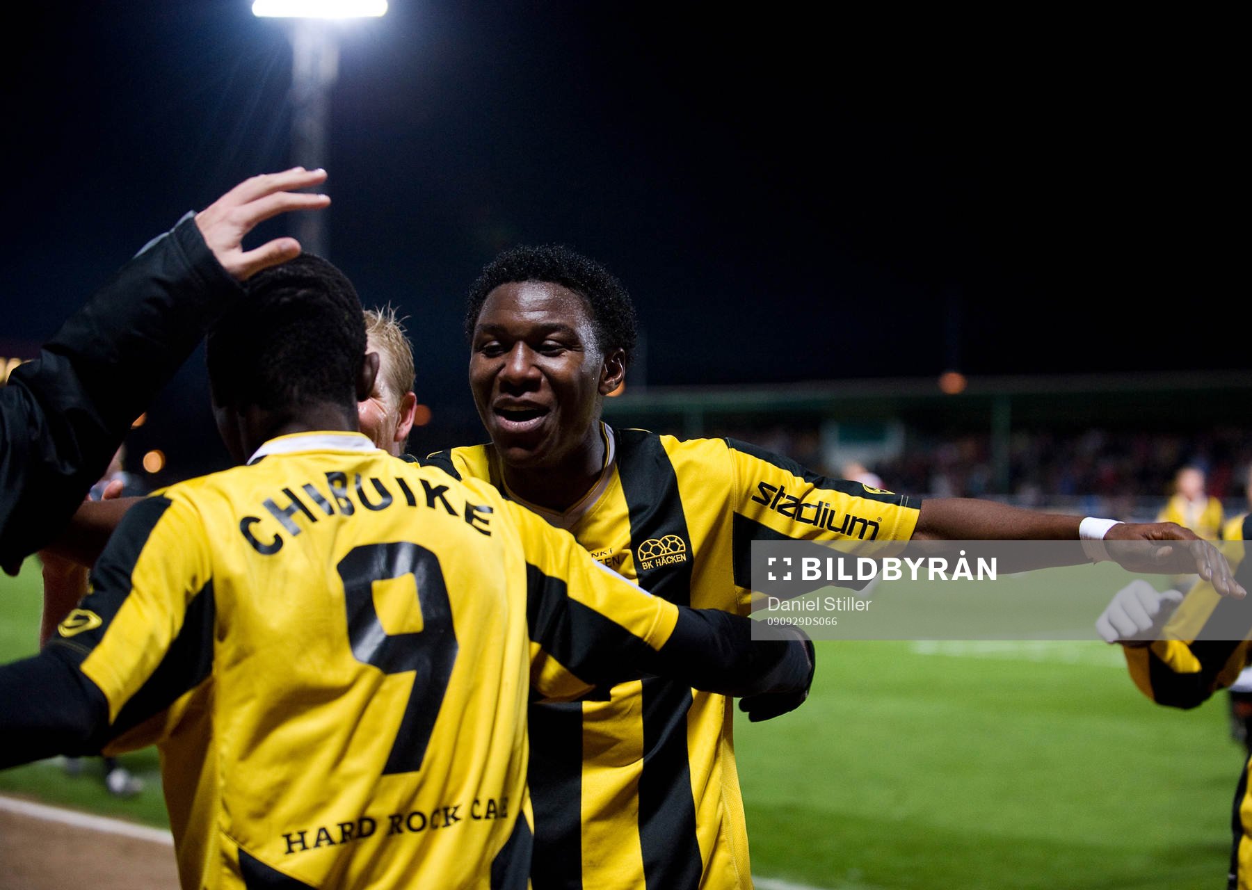 John Chibuike, Häcken, gör 1-0. Jubel Dominic Chatto