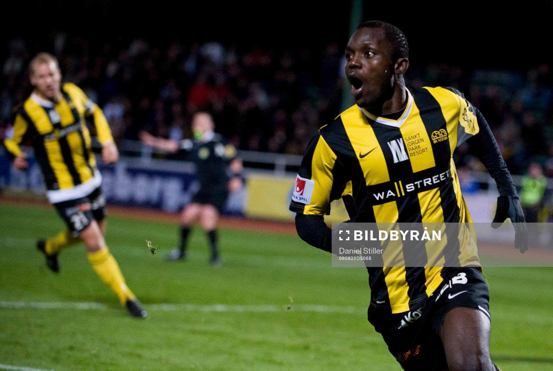 John Chibuike, Häcken, gör 1-0. Jubel