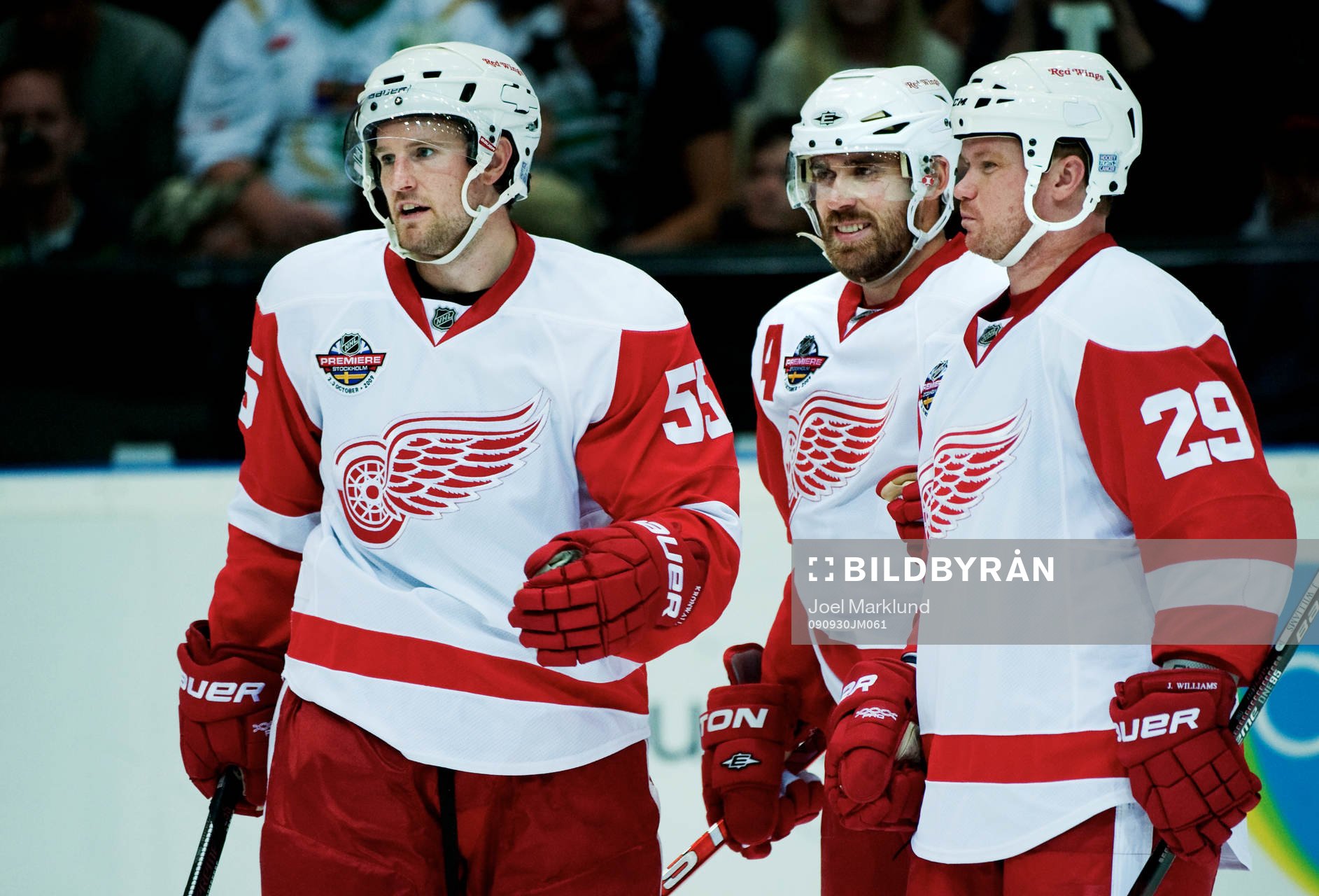 Niklas Kronwall, Henrik Zetterberg och Jason Williams,