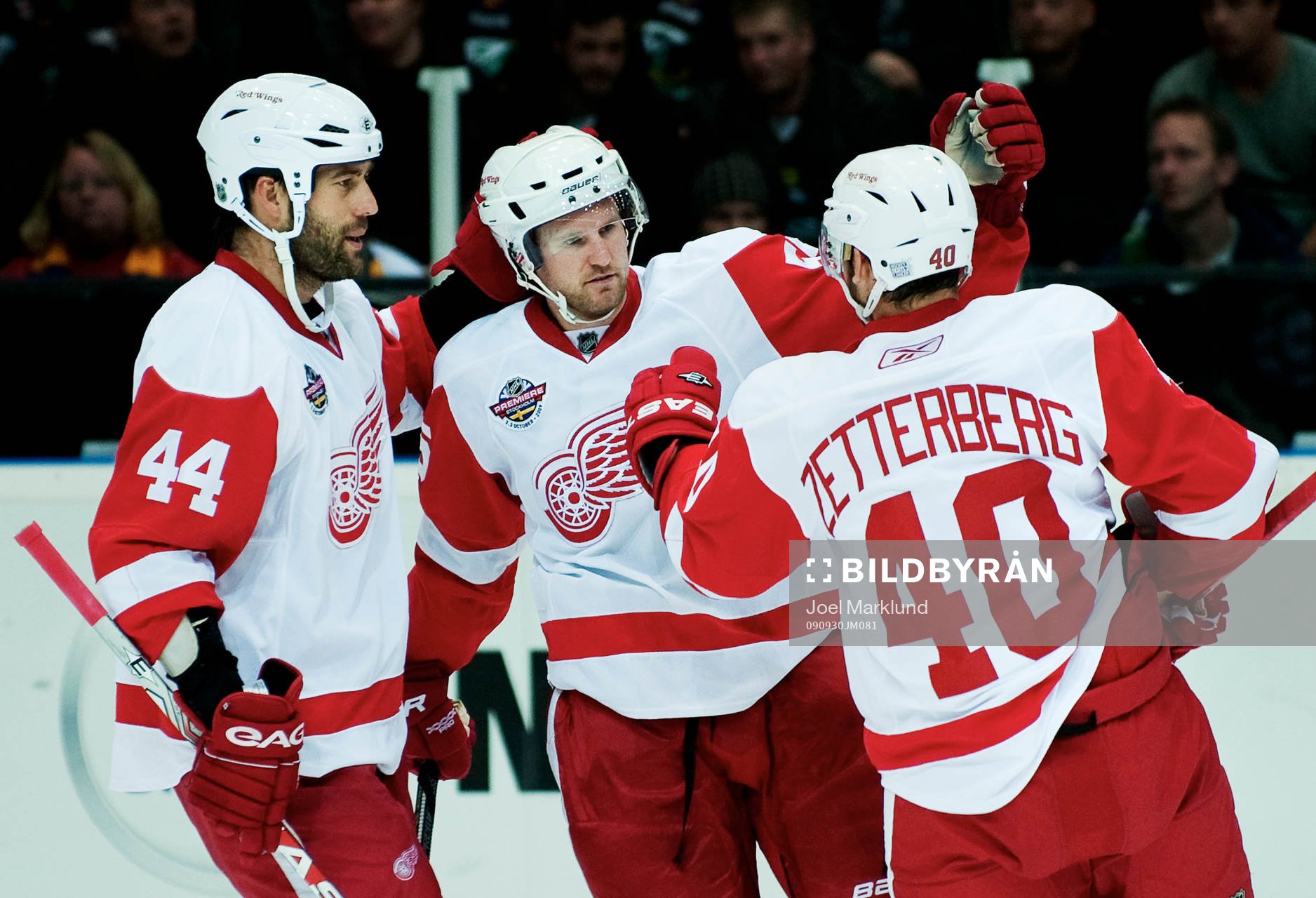 Niklas Kronwall, jubel. Todd Bertuzzi och Henrik