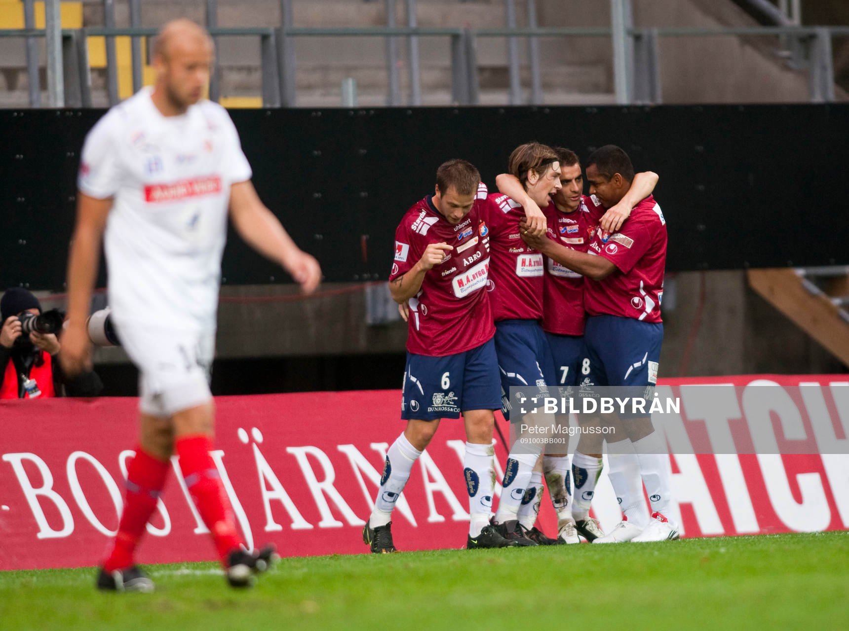  Alexander Mellqvist, Markus Gustafsson, Björn Anklev och Martin Dohlsten, Örgryte, jubel efter 1-0