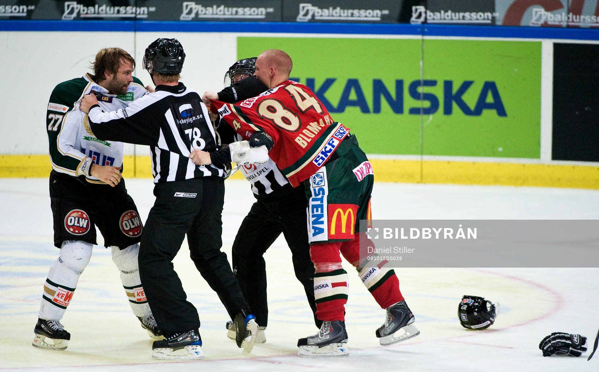 Slagsmål, Patric Blomdahl, Frölunda. Emil Kåberg,