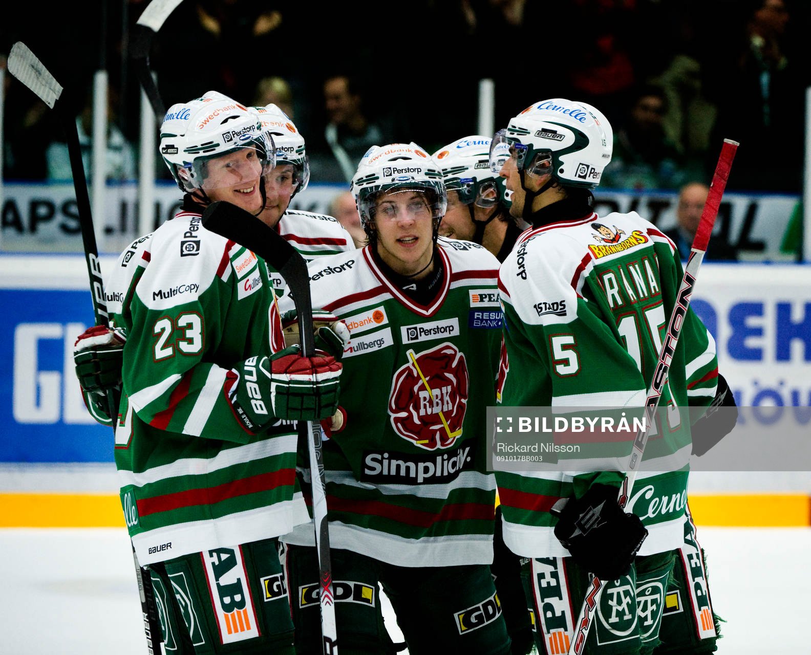 Simon Hjalmarsson, Mario Kempe och Dominik Granak, jubel