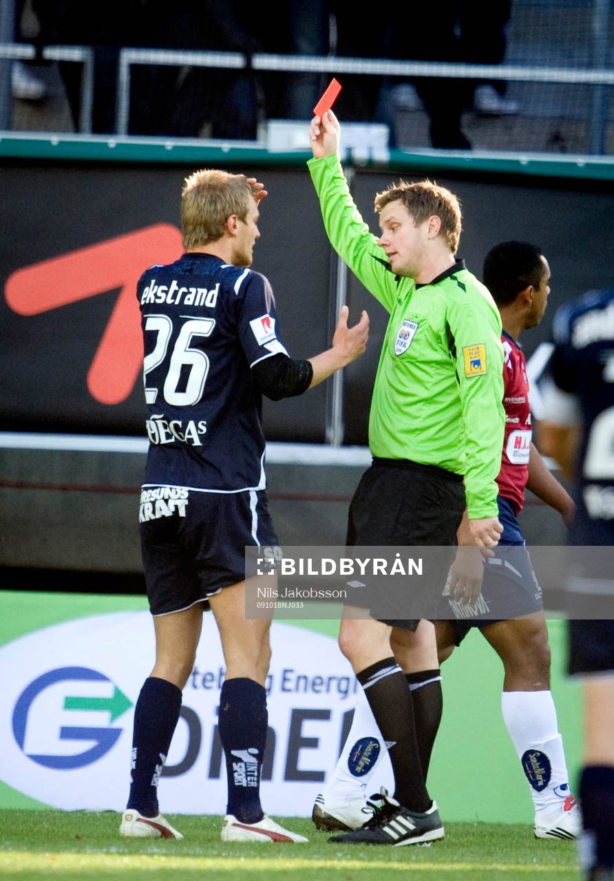 Joel Ekstrand, Helsingborg, utvisning, rött kort, domare,