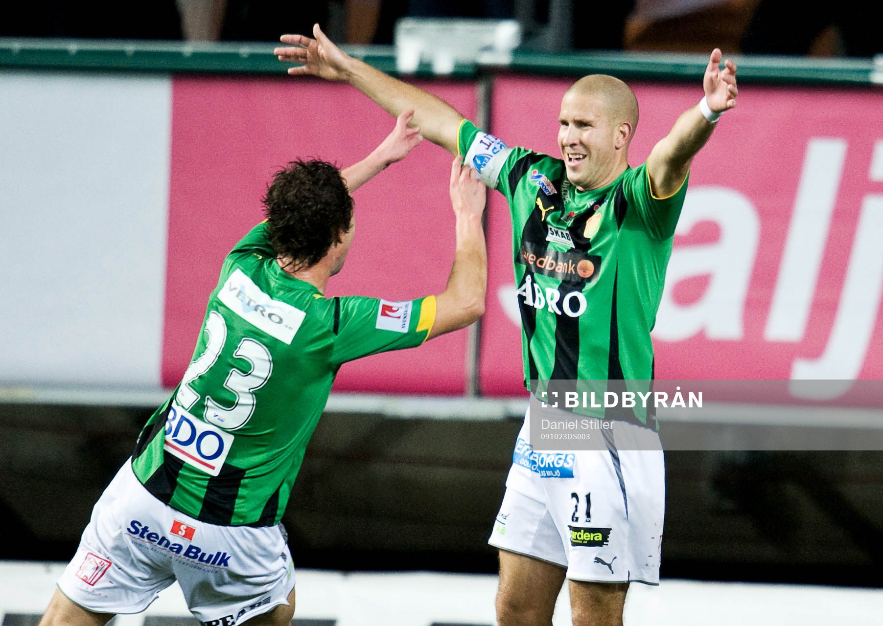 Mattias Lindström, GAIS, gör 1-0, Eyjolfur Hedinsson jubel