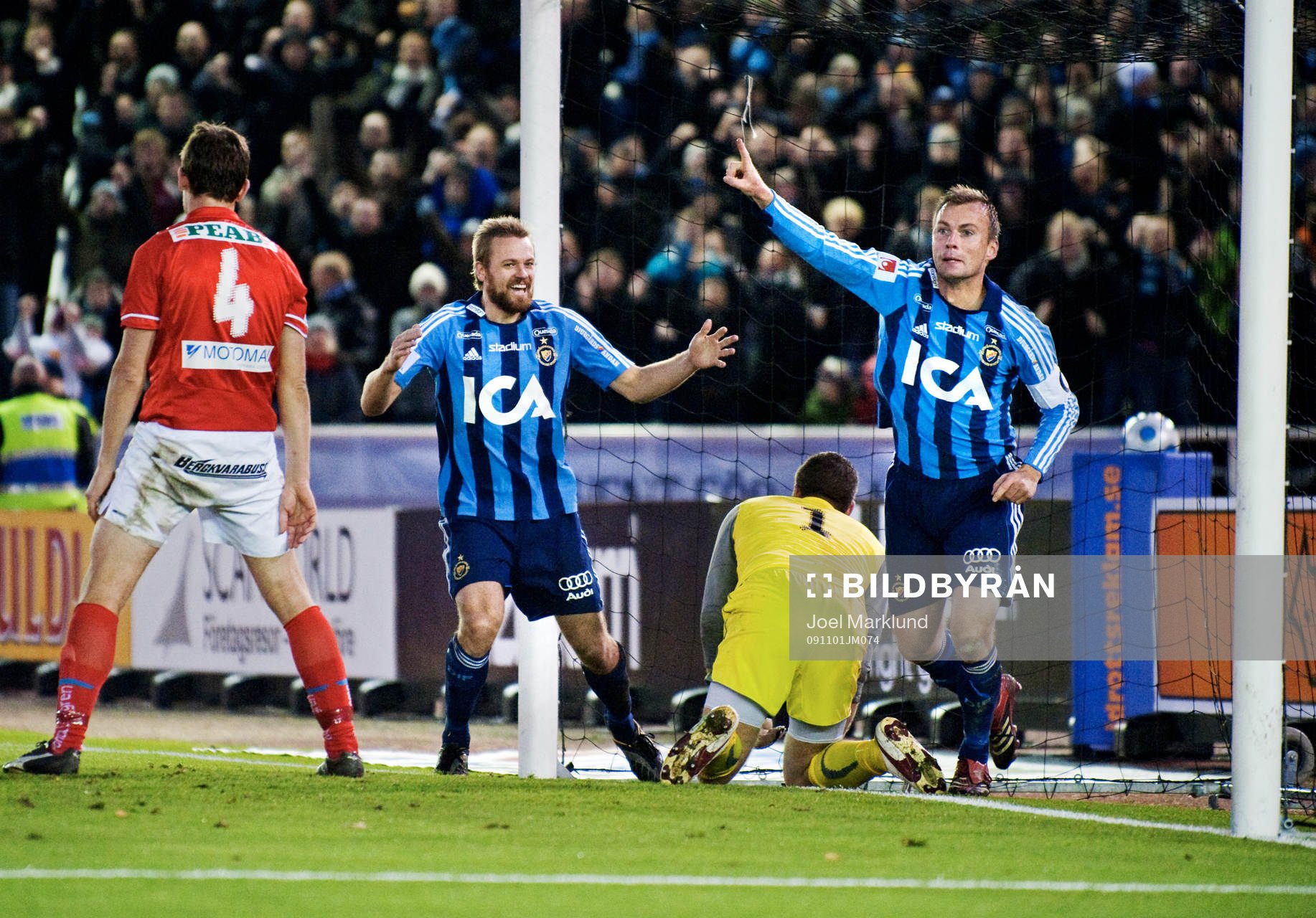  Mattias Jonson och Markus Johannesson, Djurgården, jubel efter 2-0.