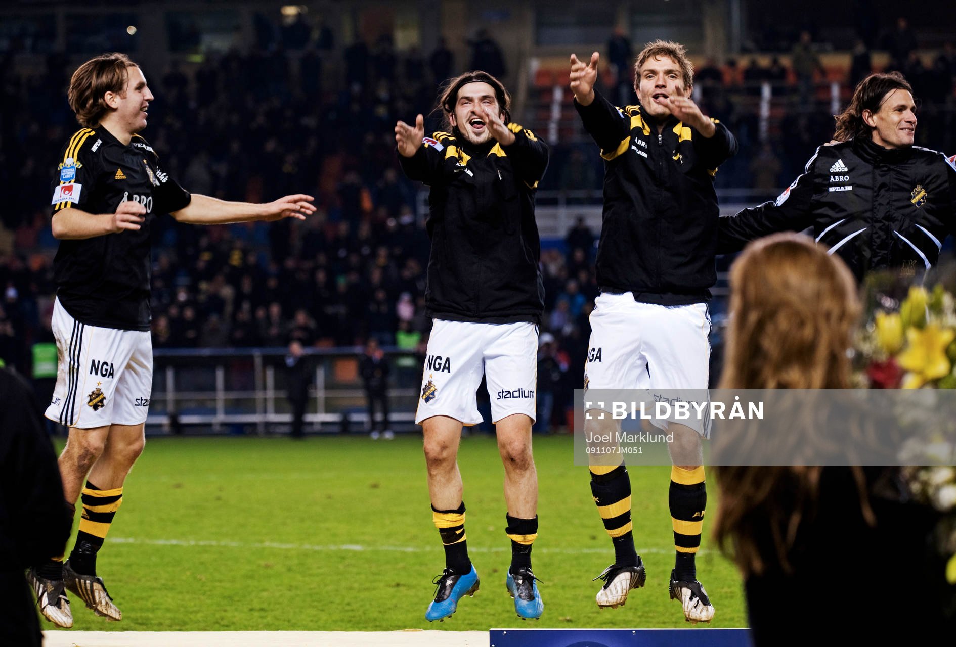 Nils-Eric Johansson, Bojan Djordjic och Jos Hooiveld, AIK,
