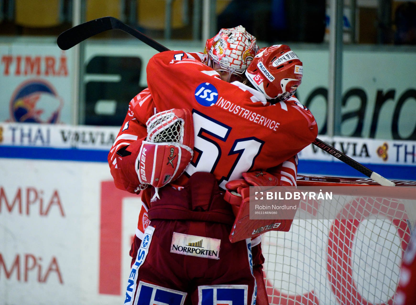 Magnus Åkerlund, Målvakt Timrå jubel med Anton Lander