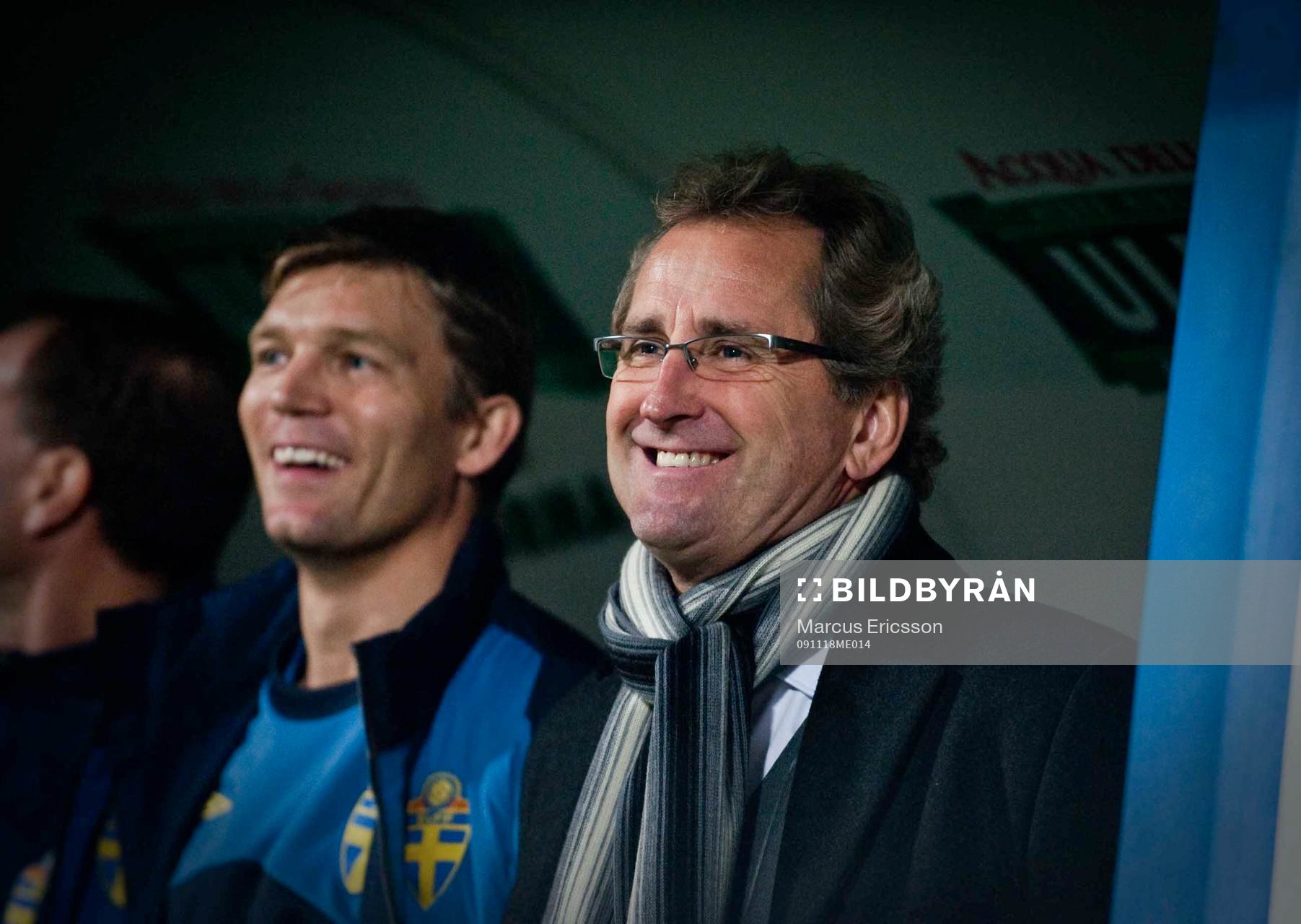 Marcus Allbäck, ass. förbundskapten och Erik Hamrén,