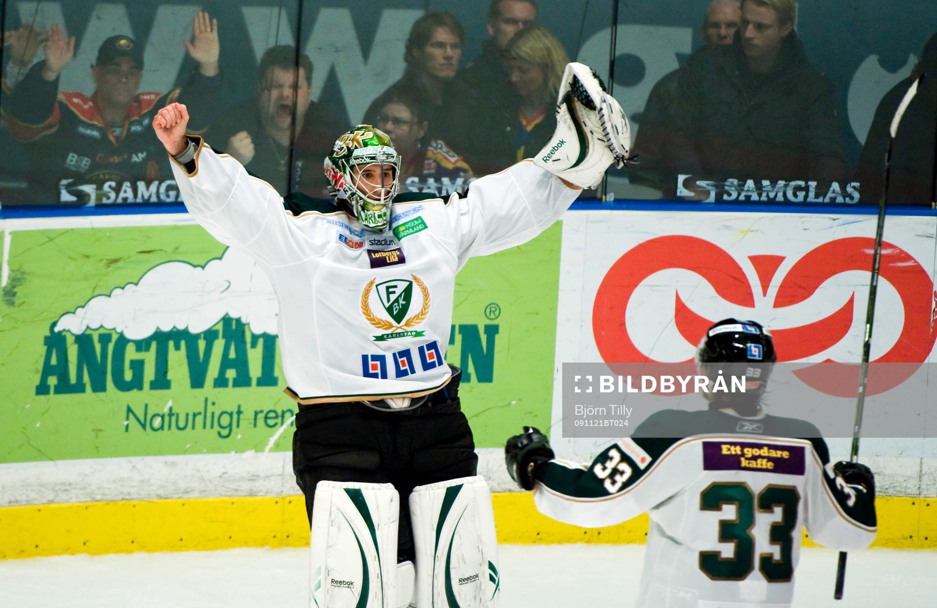 Henrik Karlsson, målvakt, Färjestad, jubel