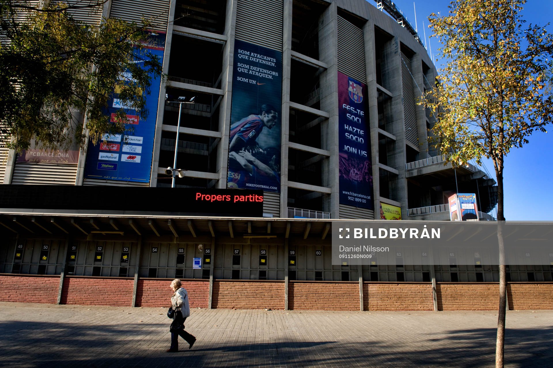 Camp Nou. Exteriör. Biljettluckor utanför arenan. Arena,