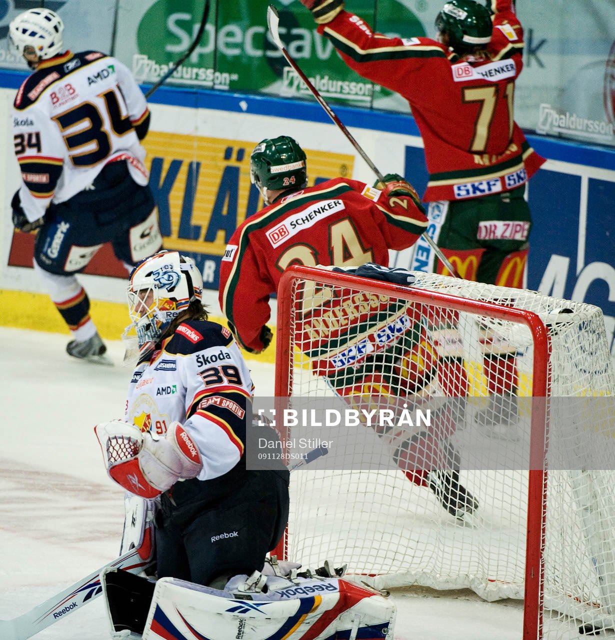 Tomi Kallio, Frölunda, gör 2-1. Jubel. Stefan Ridderwall,
