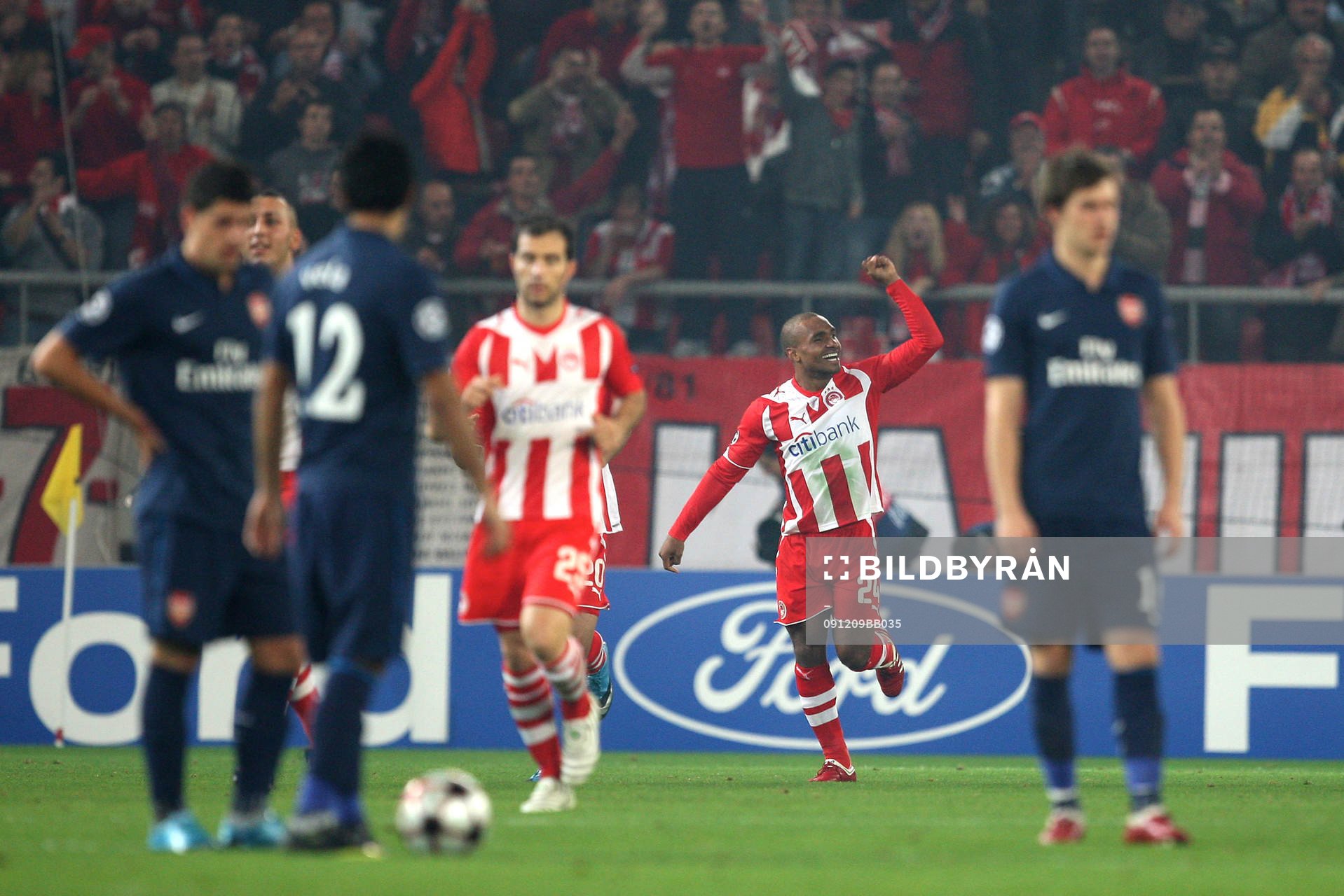  Geraldo Leonardo, Olympiakos, glädje, jubel.