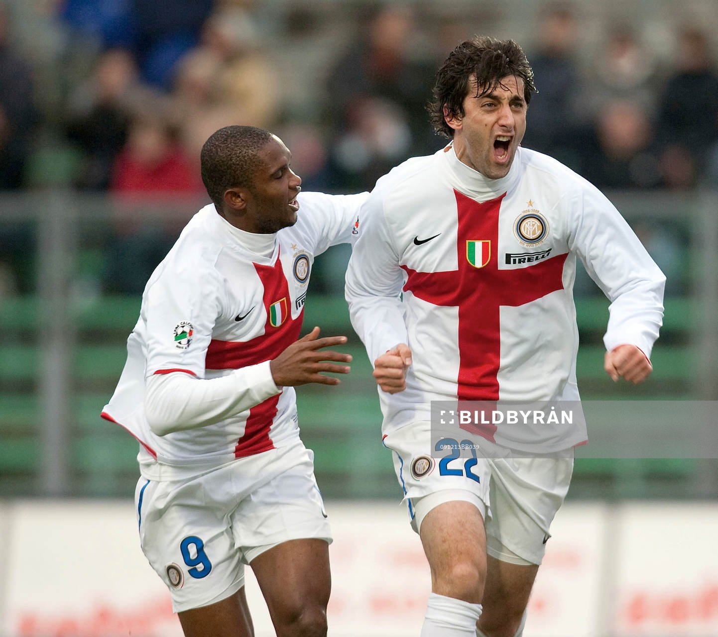 Samuel Eto'o och Milito, Inter, glädje, jubel