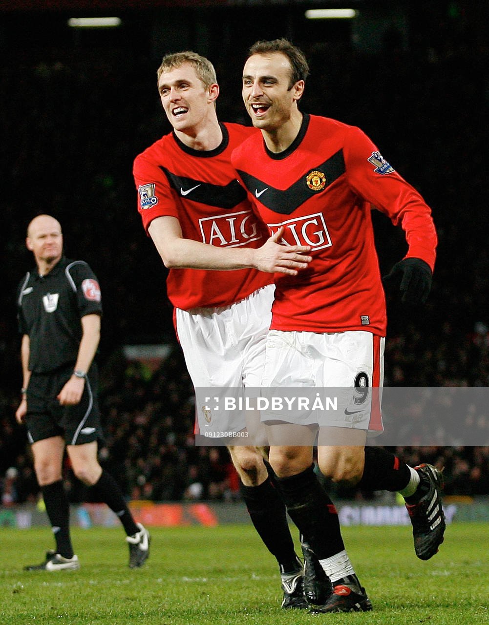 Dimitar Berbatov och Darren Fletcher, glädje, jubel över