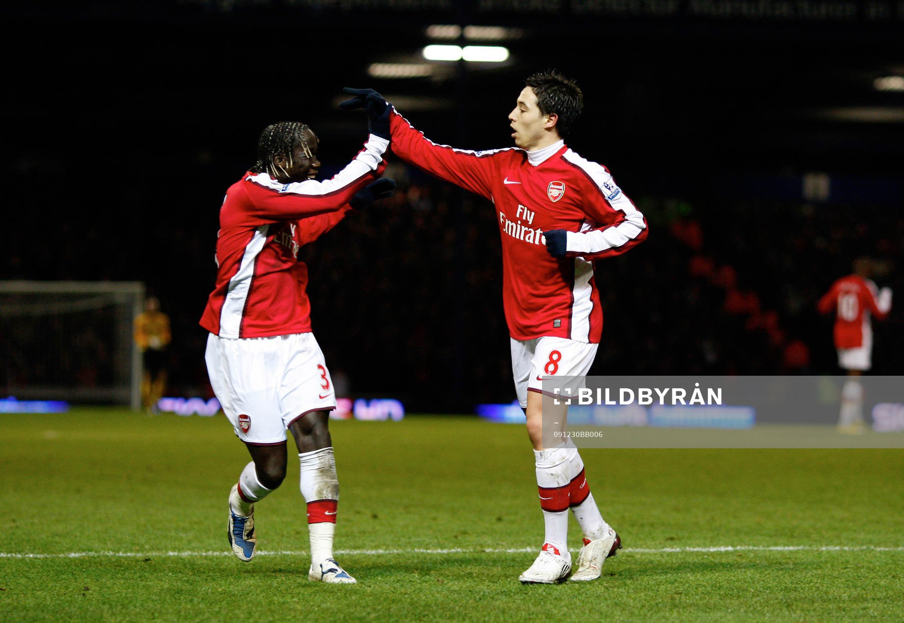Samir Nasri och Bacary Sagna, glädje och jubel över andra
