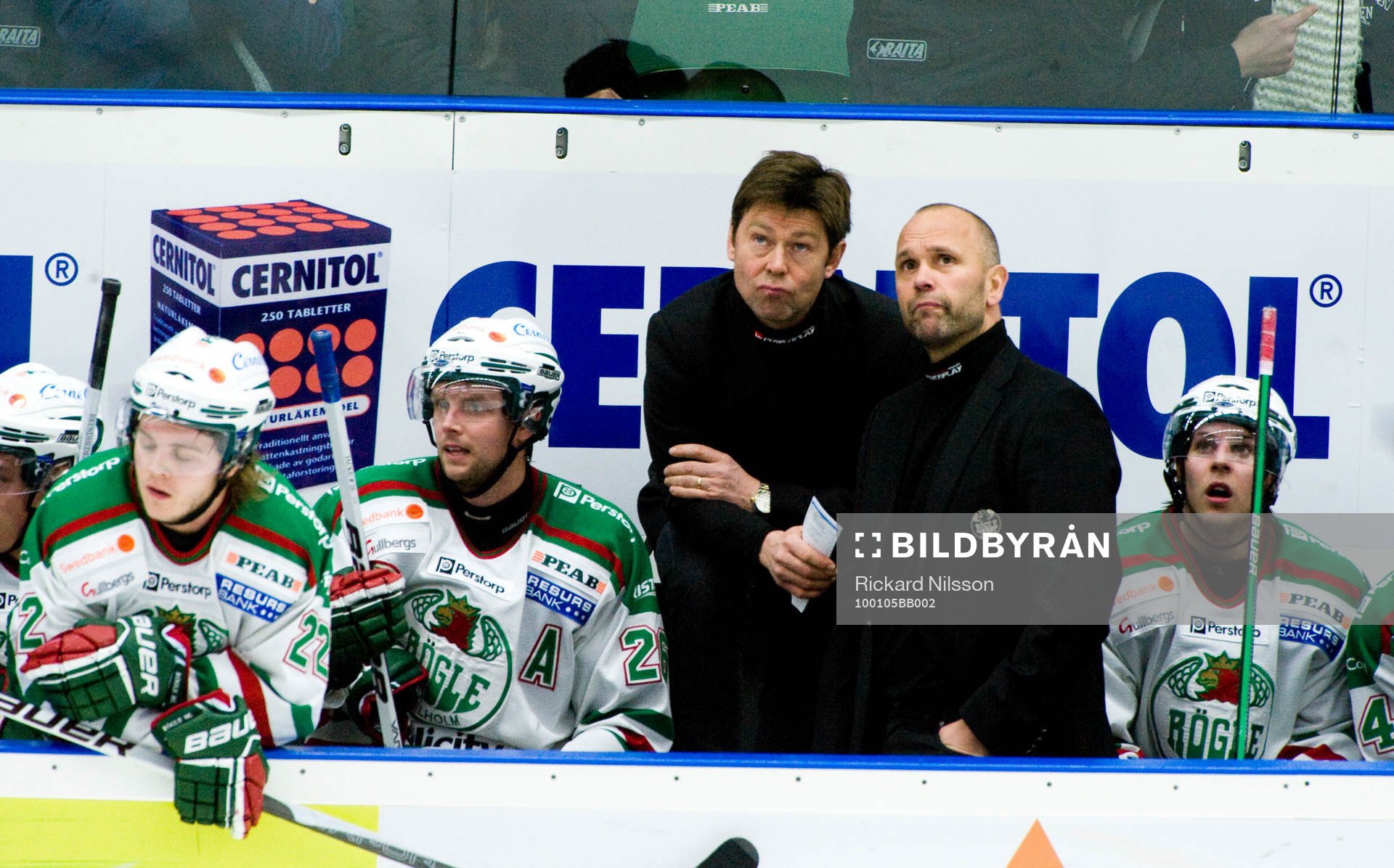 Gunnar Persson och Tommy Sjödin, tränare, Rögle