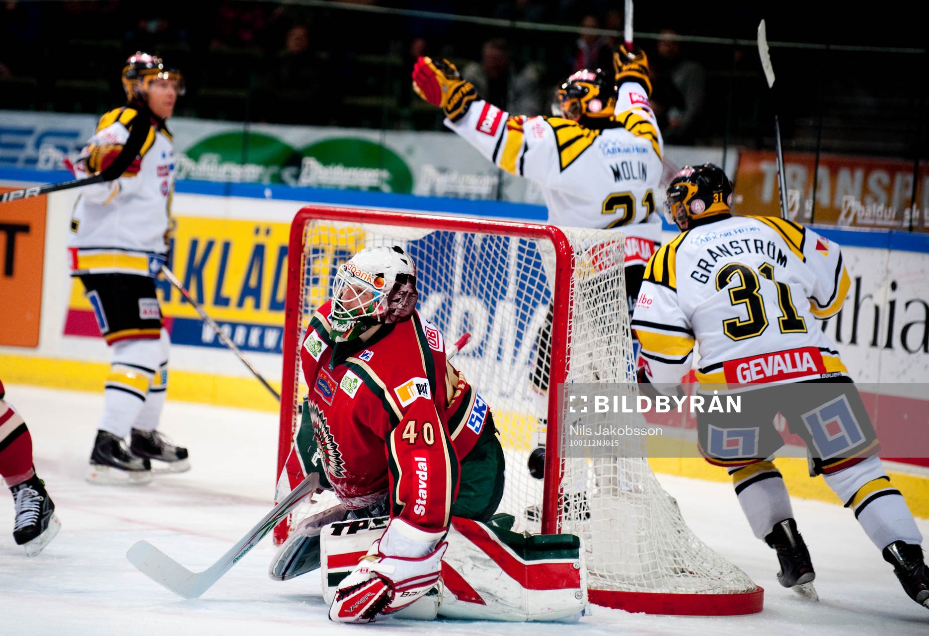 Johan Holmqvist, målvakt, Frölunda, depp, Brynäs, jubel