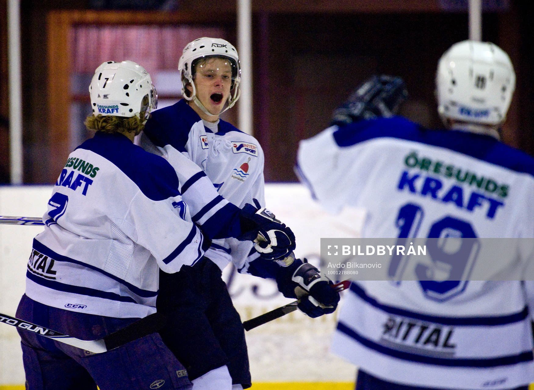 Patrik Hansson, Robin Svensson och Peter Ekholm, jubel,