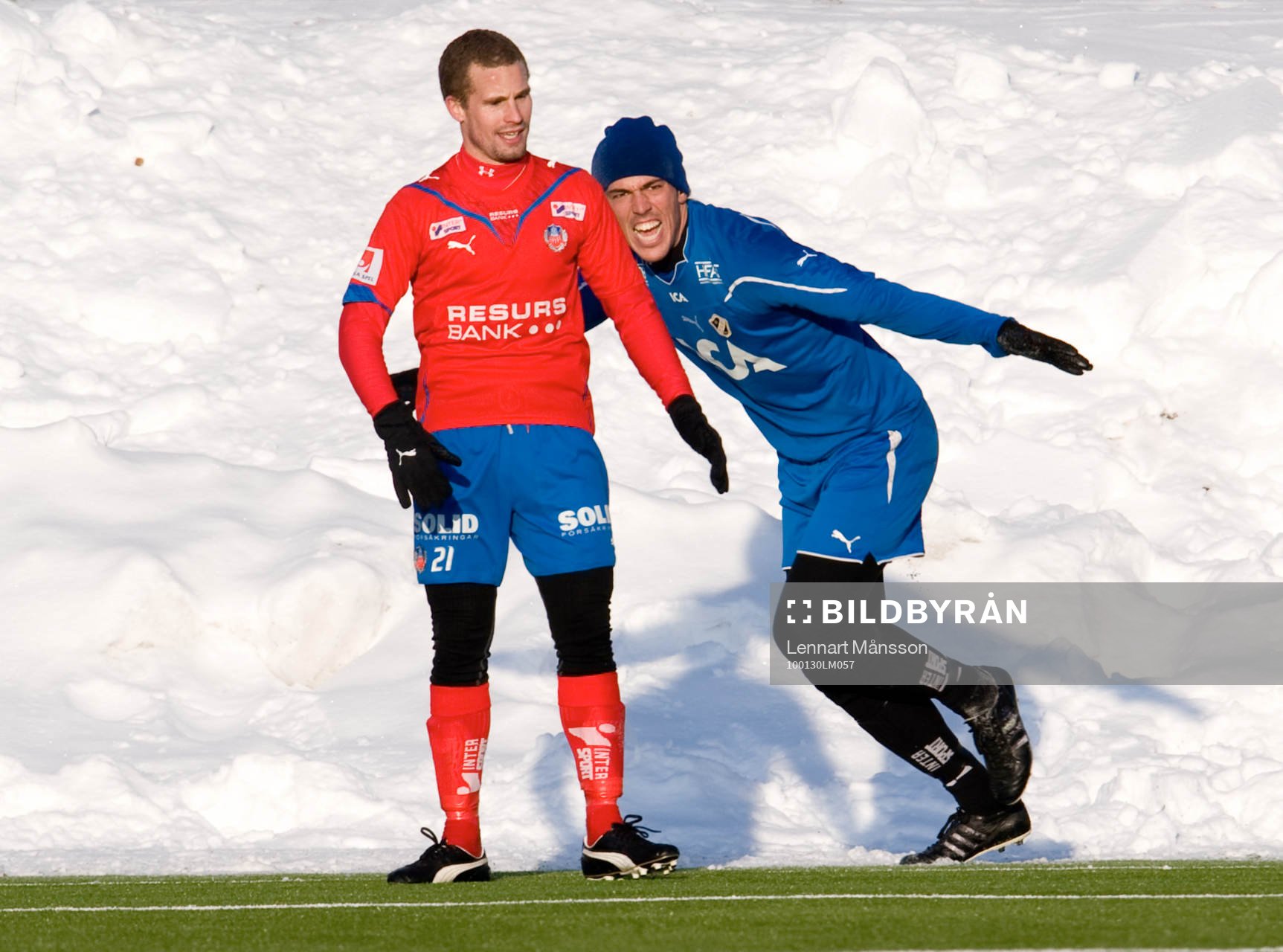 Emir Kujovic, Halmstad (Jubel) och Christoffer Andersson,