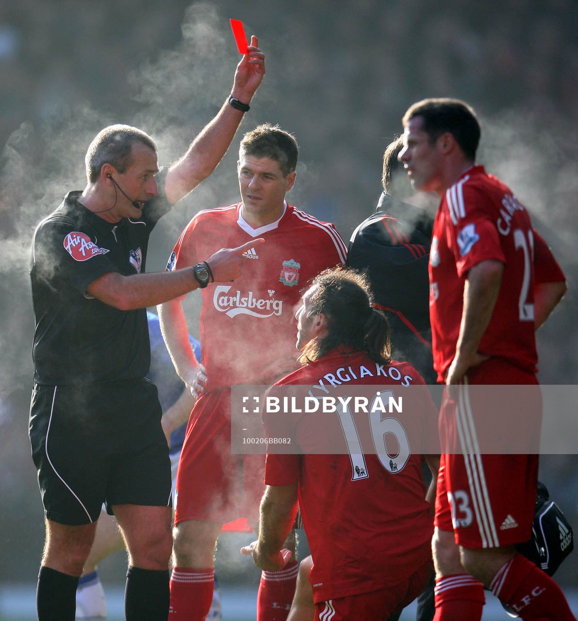Sotirios Kyrgiakos, Liverpool får rött kort, utvisning,