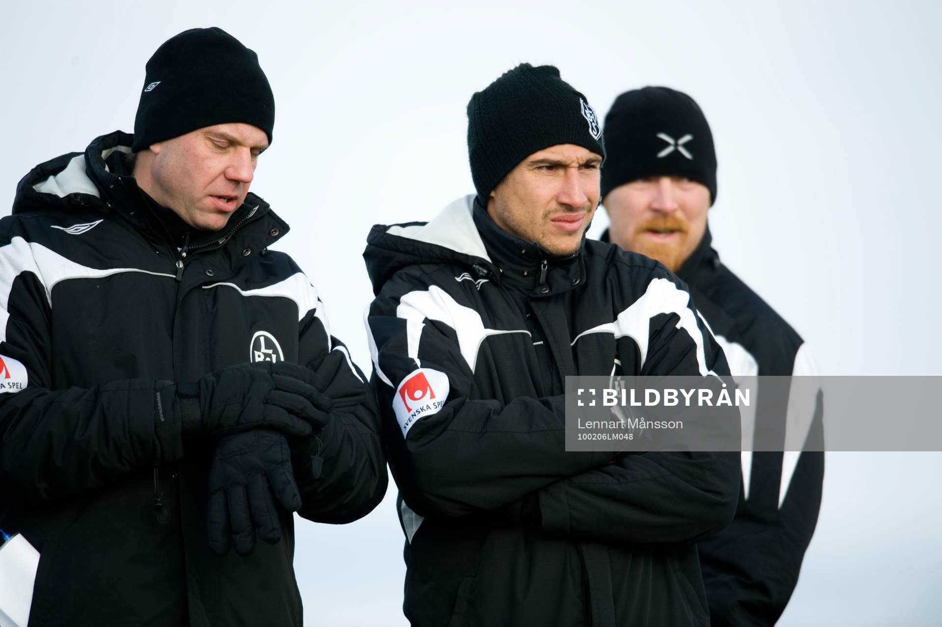  Hans Eklund, Henrik Larsson och Jörgen Petersson, tränare, Landskrona
