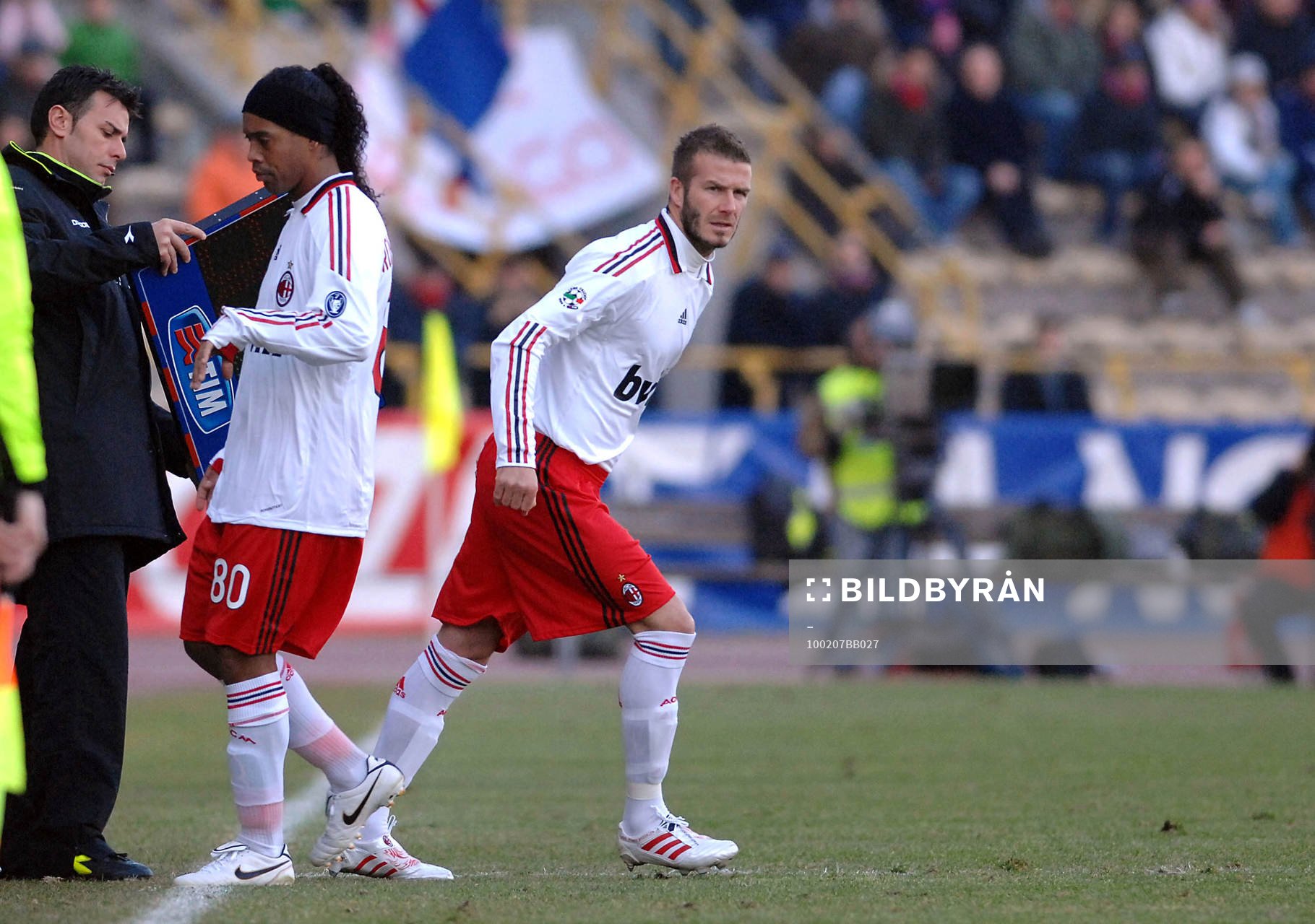 Ronaldinho och David Beckham, byte