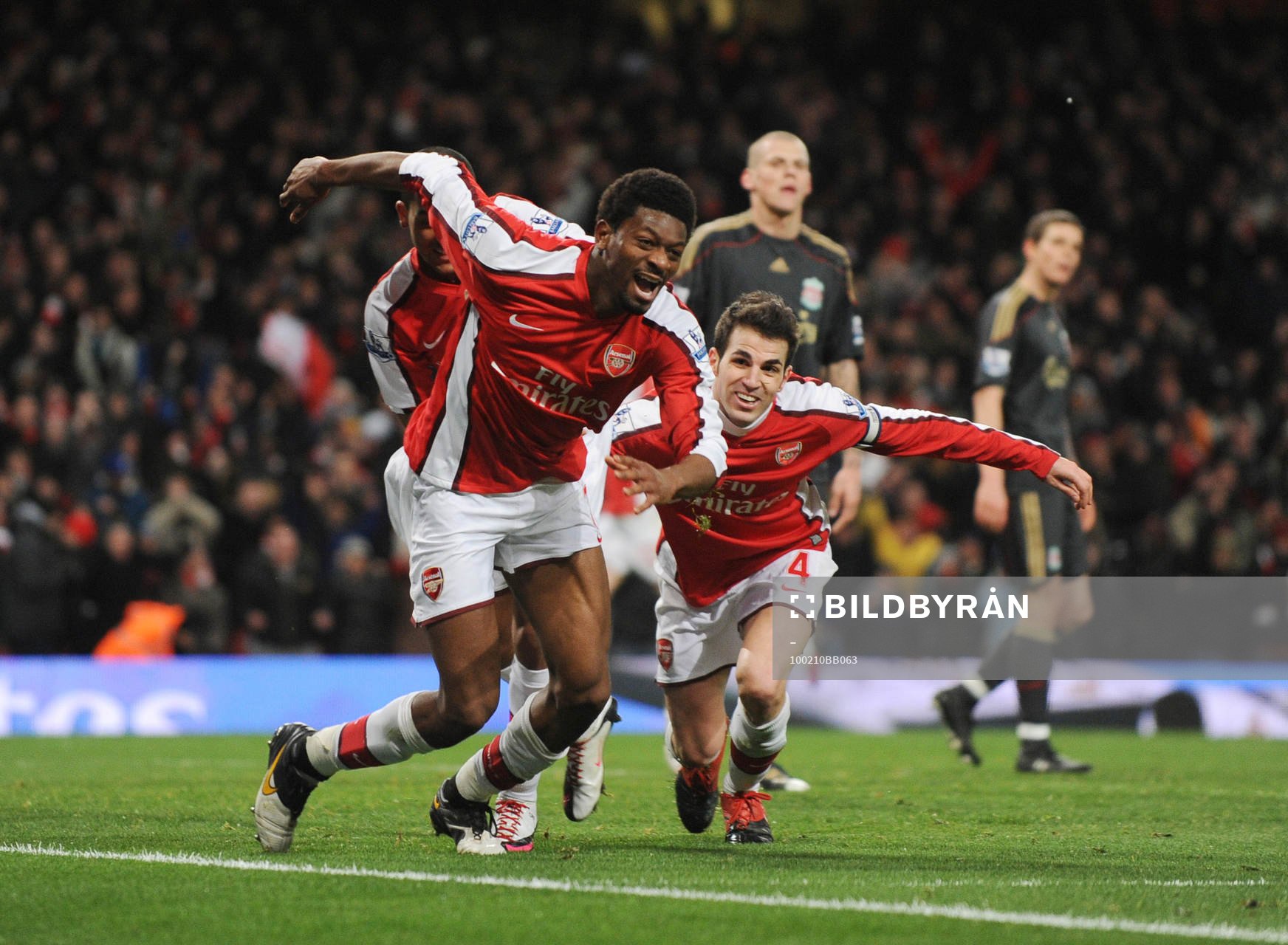  Abou Diaby och Cesc Fabregas, glädje, jubel, Arsenal