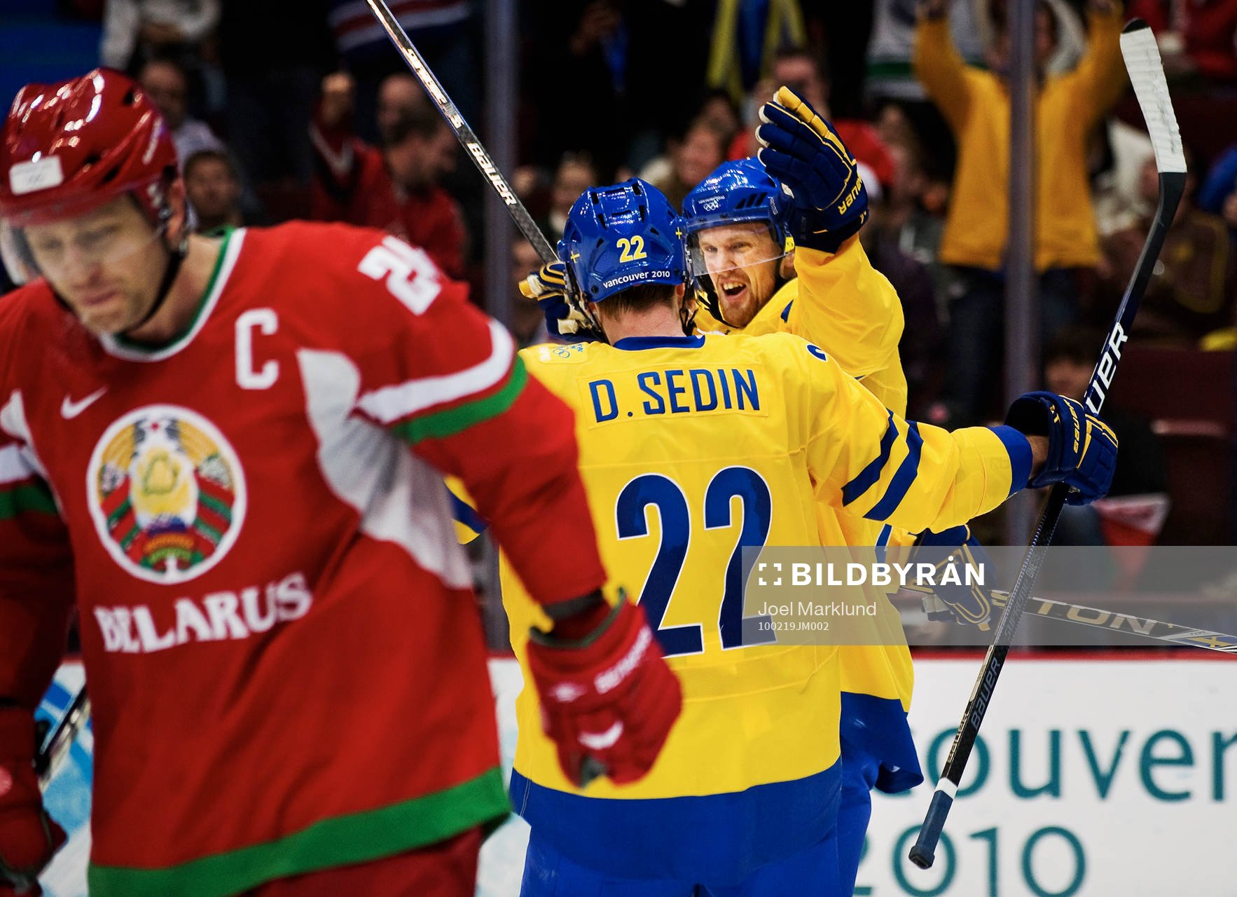 Daniel Sedin och Henrik Sedin, Sverige, glädje, jubel