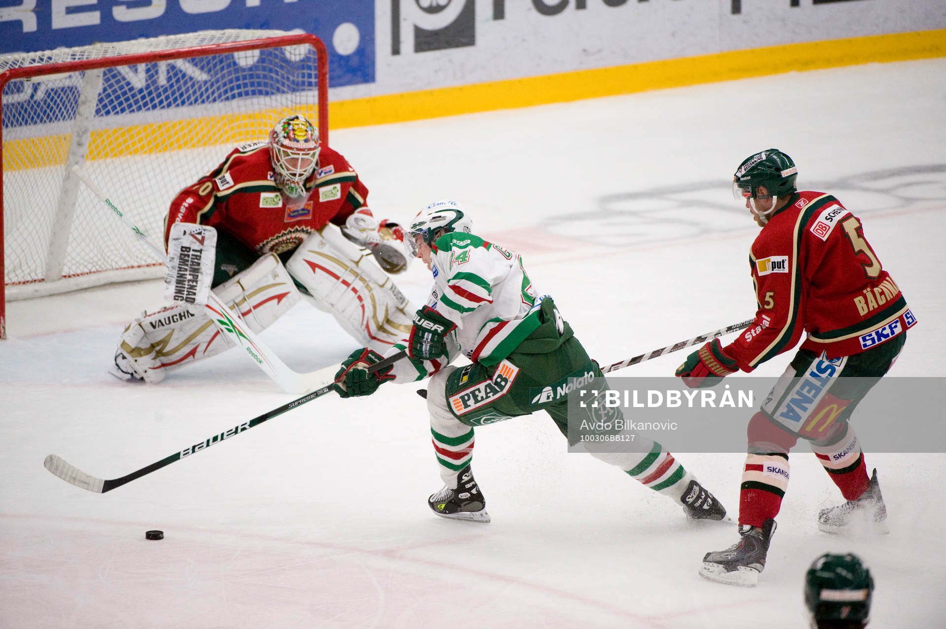 Jeremy Colliton, Rögle, och Johan Holmquist, målvakt,