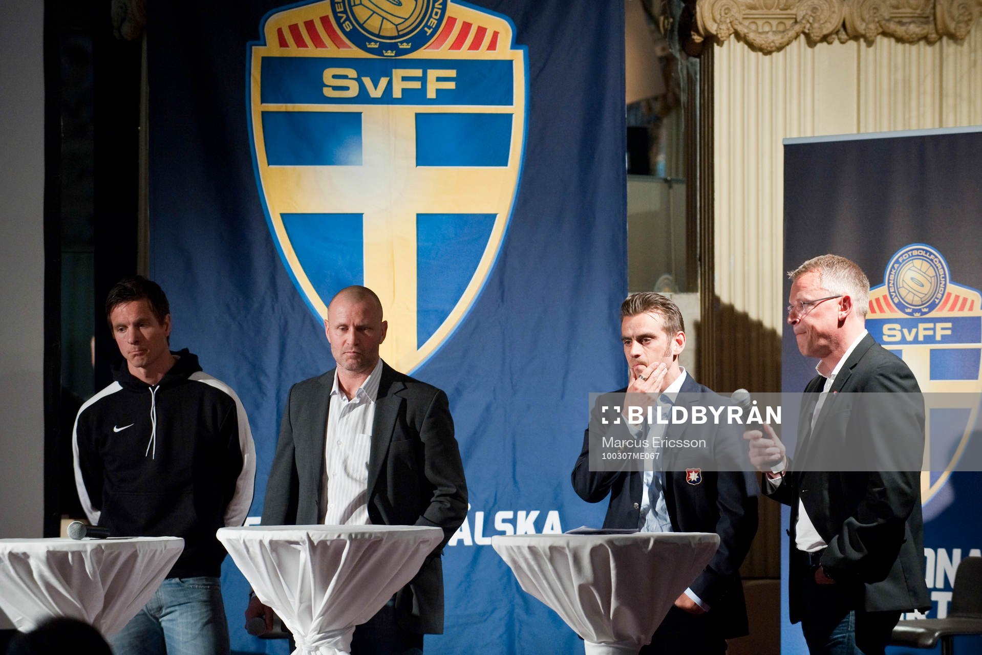  David Johansson, Michael Borgqvist, tränare, Hammarby och Björn Anklev, Jan Andersson, tränare,  Örgryte