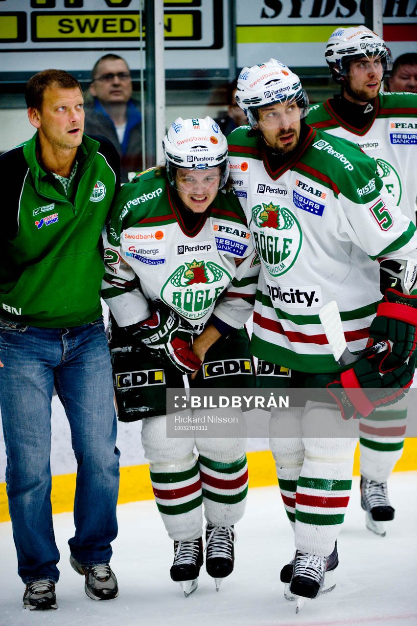 Tommy Enström, Rögle, skada. Billy Nilsson, sjukgymnast