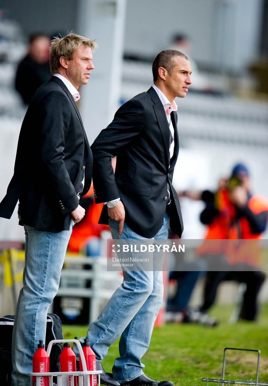 Henrik Larsson, tränare Landskrona och Hans Eklund,