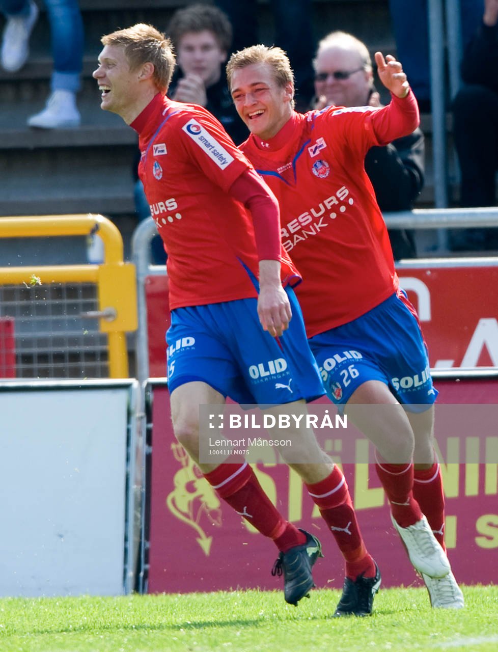 2-1, Markus Holgersson som grattas av Joel Ekstrand. Jubel