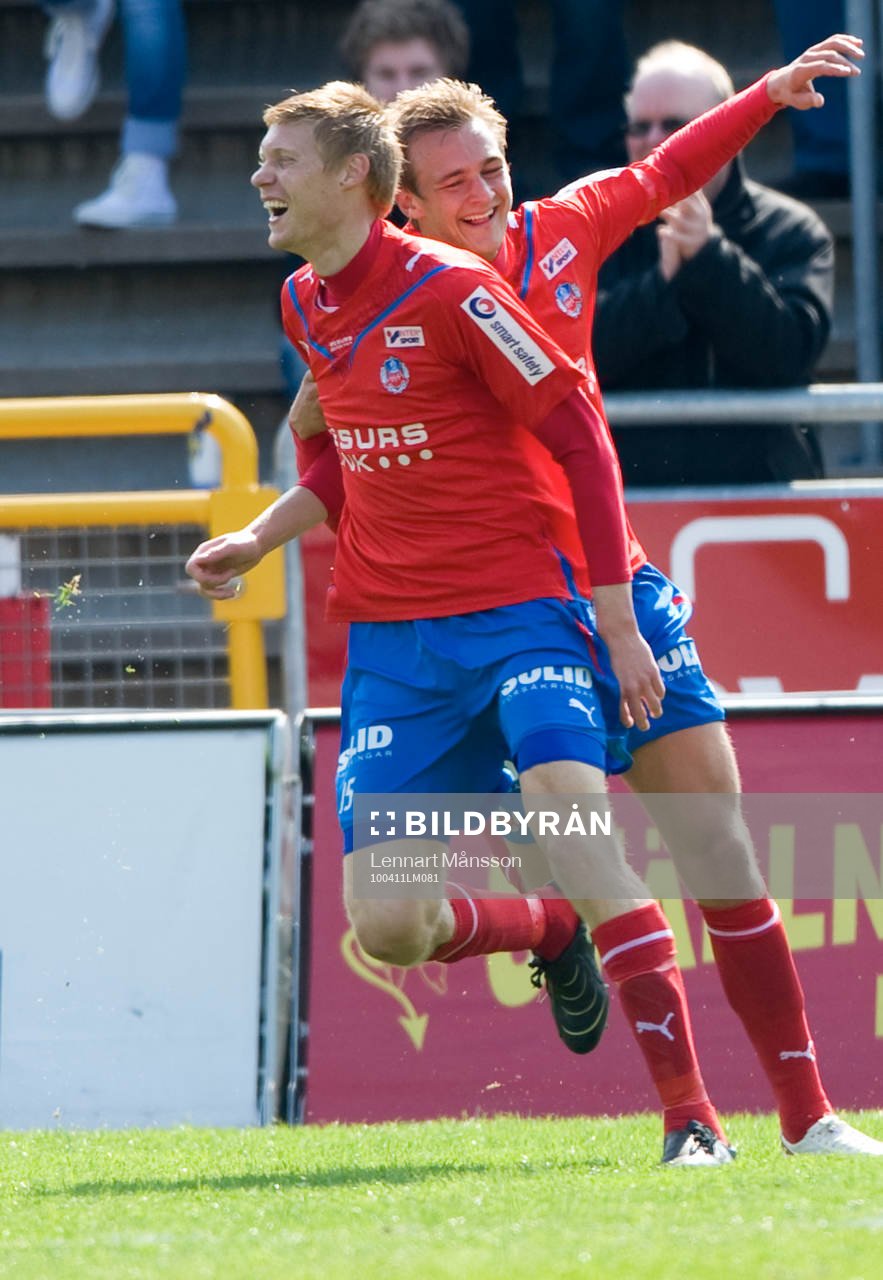 2-1, Markus Holgersson som grattas av Joel Ekstrand. Jubel