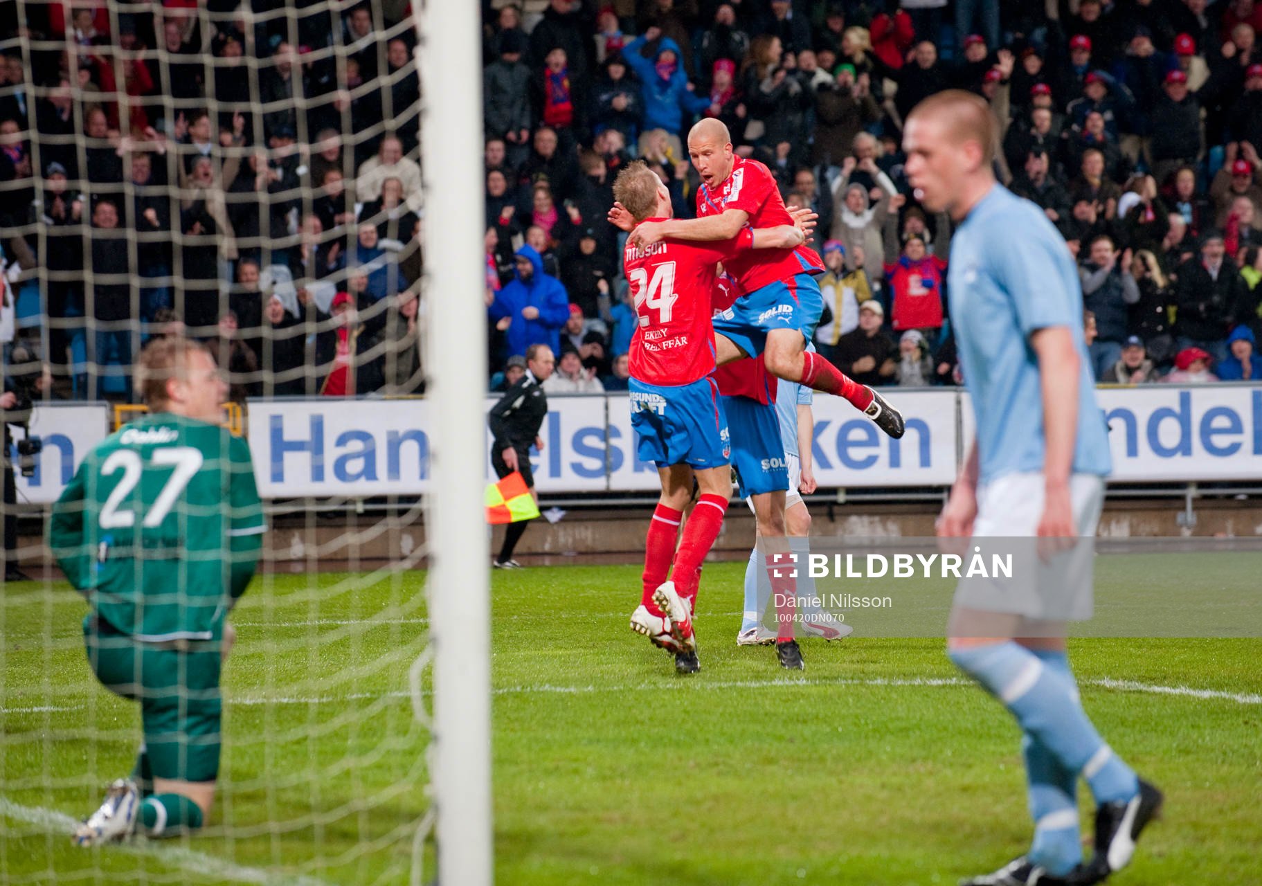 Marcus Nilsson, Helsingborg har gjort 2-1. Jubel. Johan