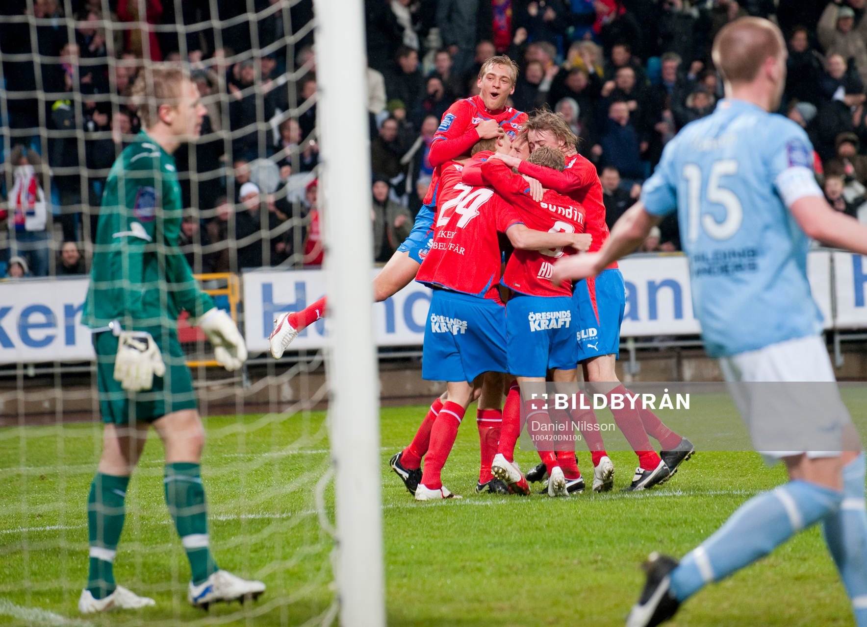 Marcus Nilsson, Helsingborg har gjort 2-1. Jubel. Johan