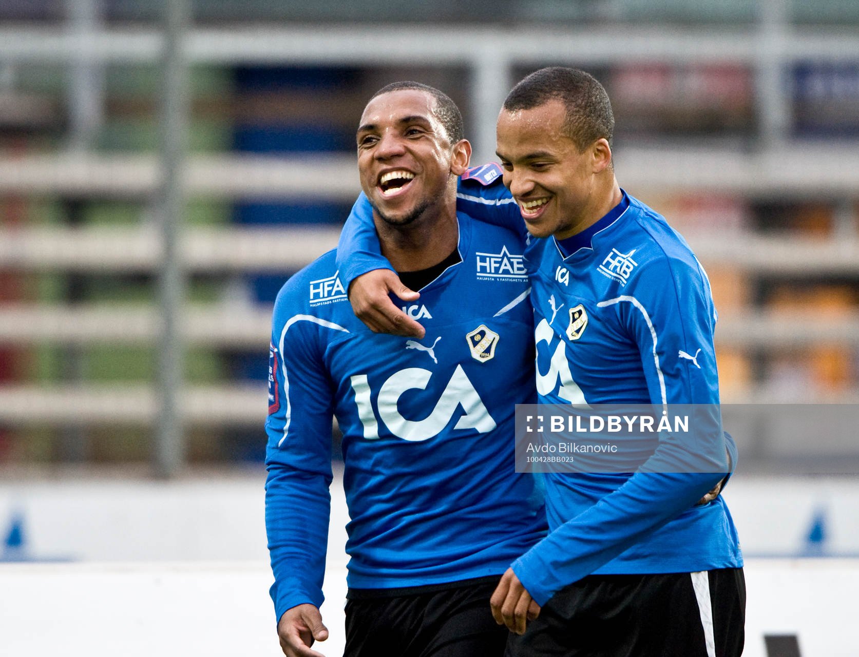 Anselmo Nascimento och Marcus Olsson, Halmstad, jubel