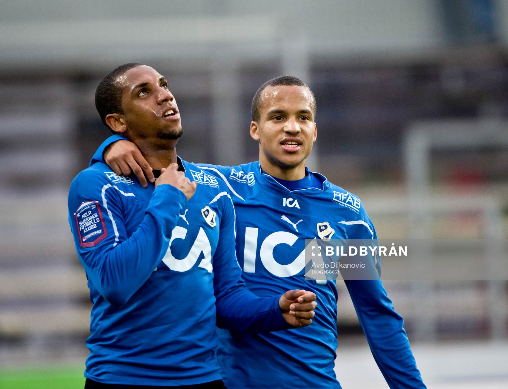 Anselmo Nascimento  jubel med Marcus Olsson, Halmstad