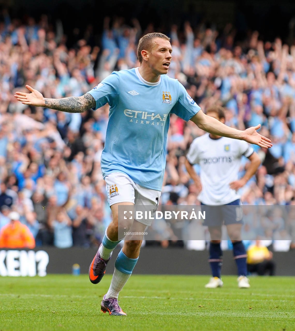  Craig Bellamy, glädje, jubel efter tredje målet för Manchester City.