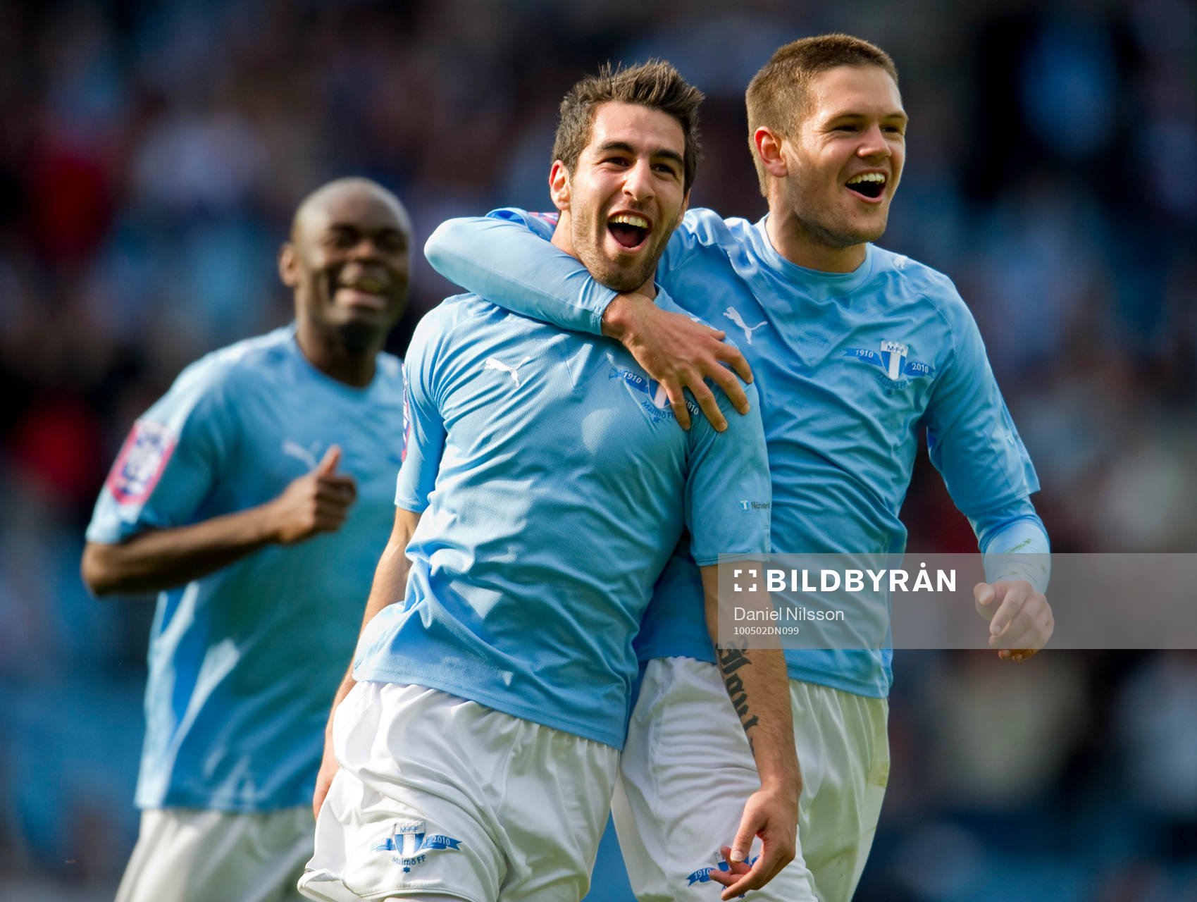 Jimmy Durmaz, Malmö har gjort 1-0, jubel med Ivo Pekalski