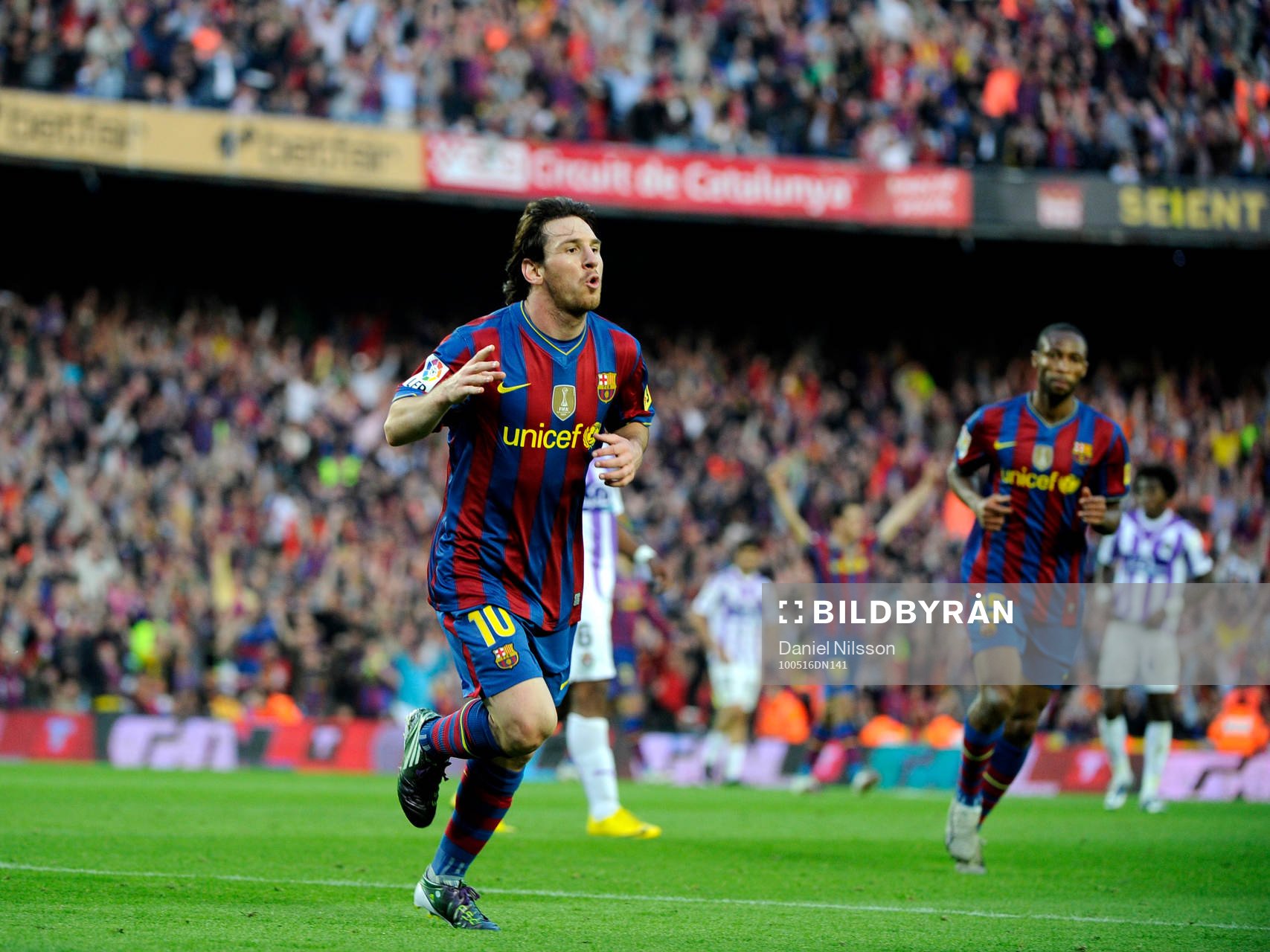 Barcelona spanska mästare. Lionel Messi  jubel