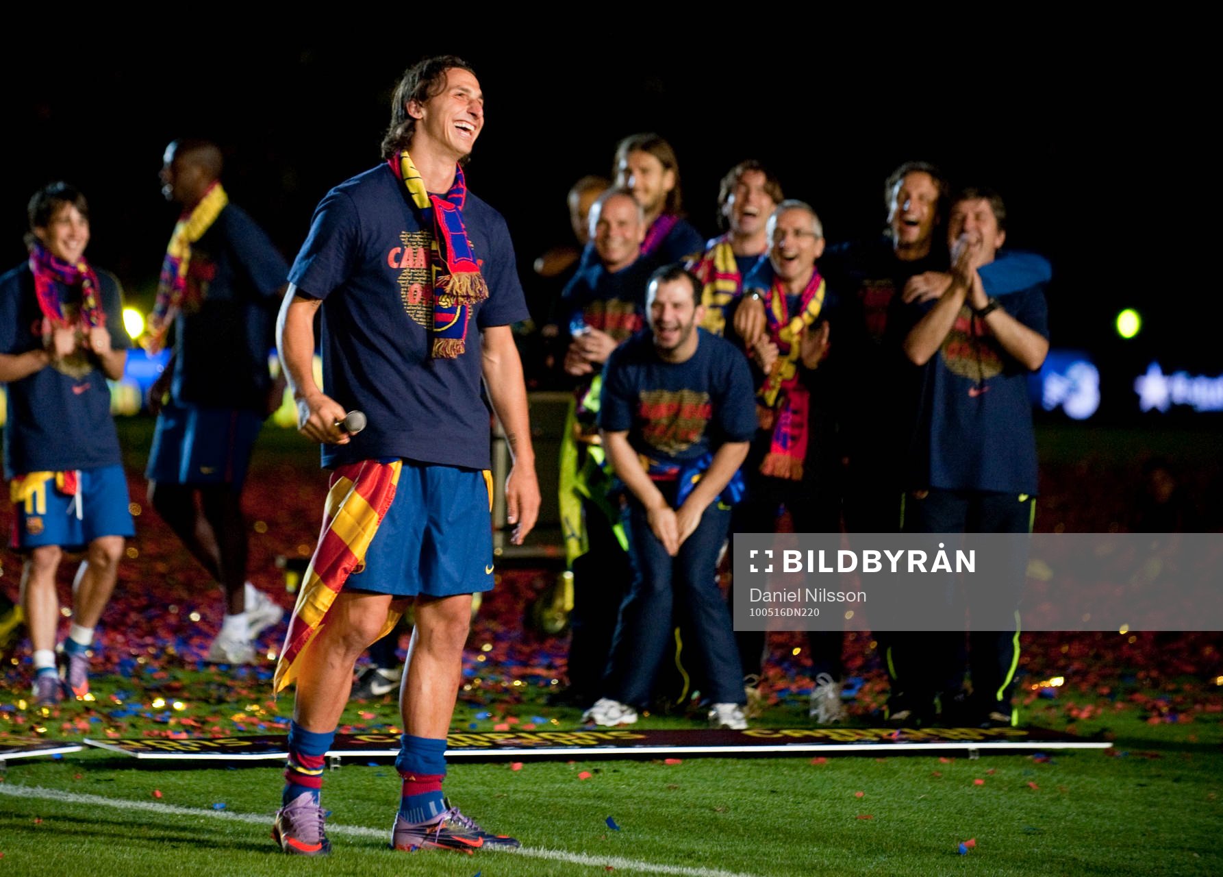 Barcelona spanska mästare. Alla spelare höll tal. Zlatan