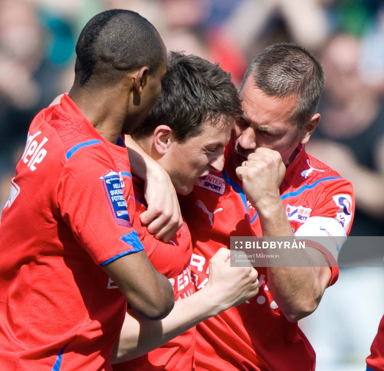 Ardian Gashi, Marcus Lantz och René Makondele, jubel